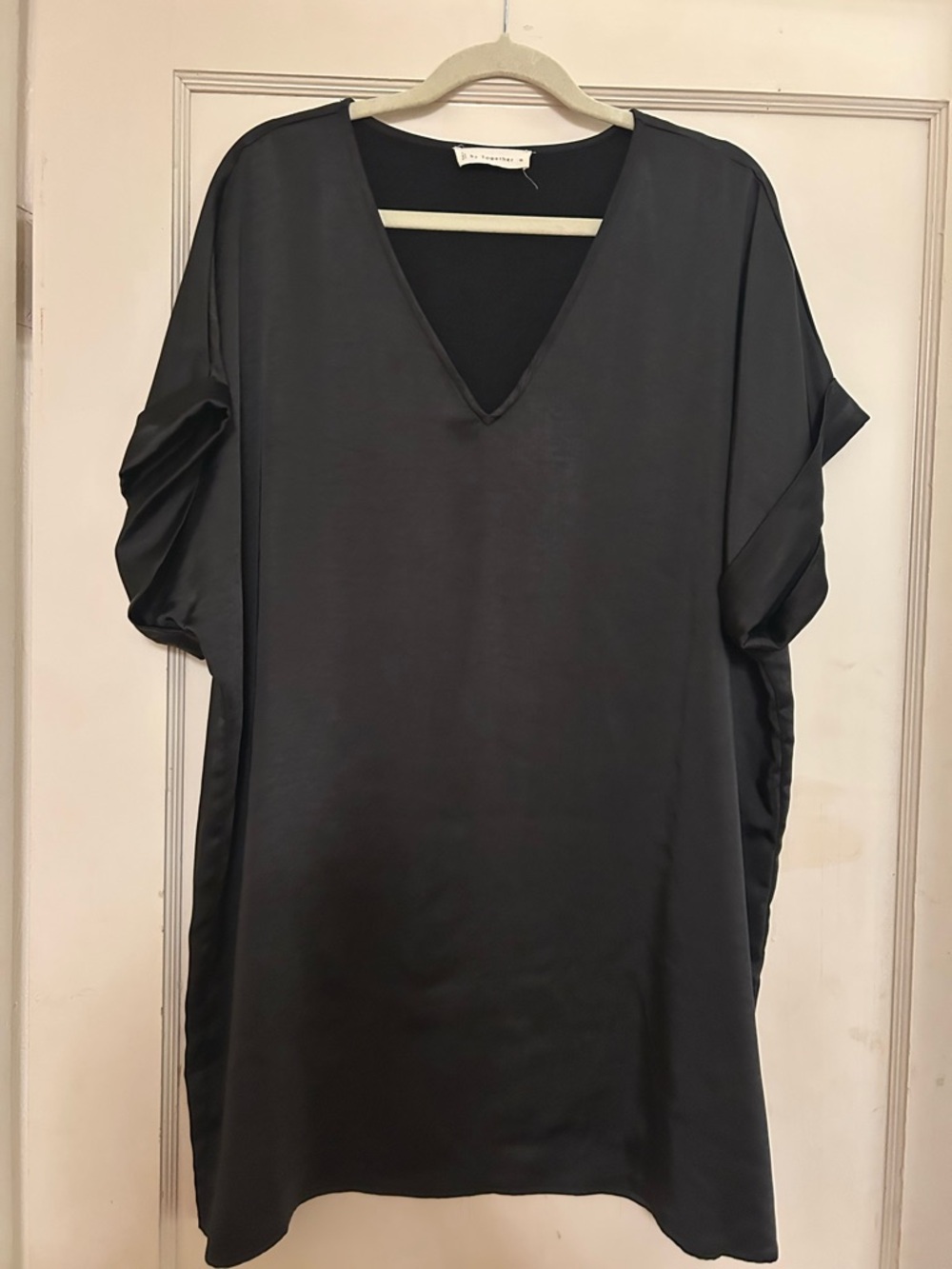 Together Black V-Neck Satin Tunic